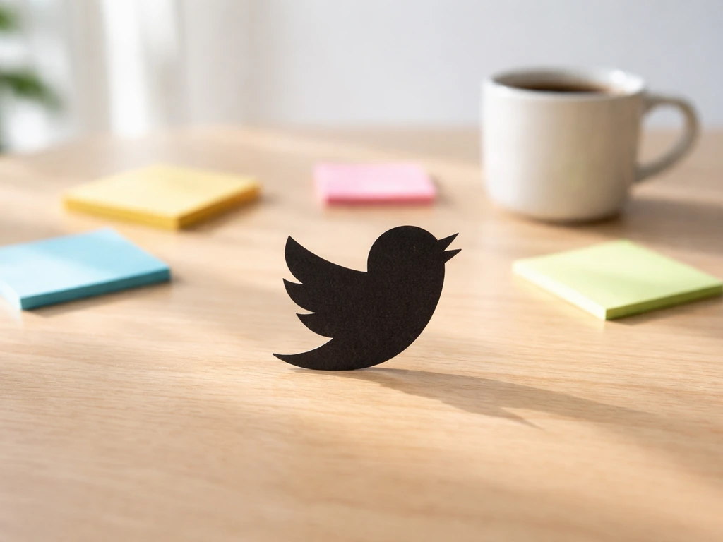 Minimal desk scene with a black bird silhouette and blank meme notes conveying slang tone