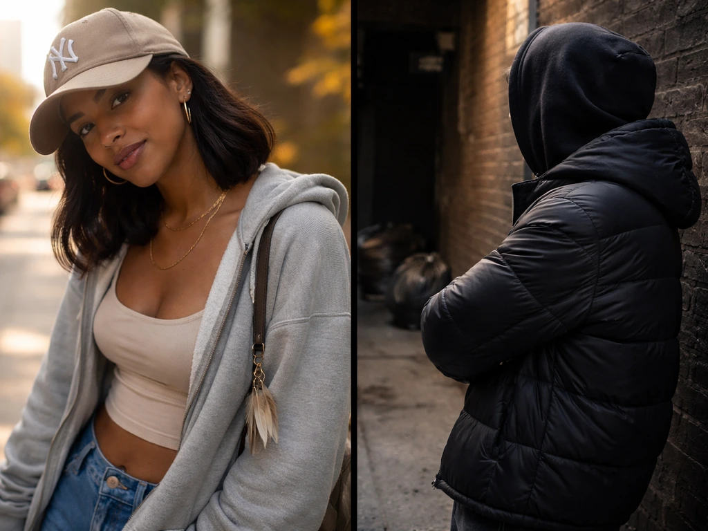 Split image showing flirtatious “bird” and an untrustworthy “bird” vibe with two simple, anonymous scenes.