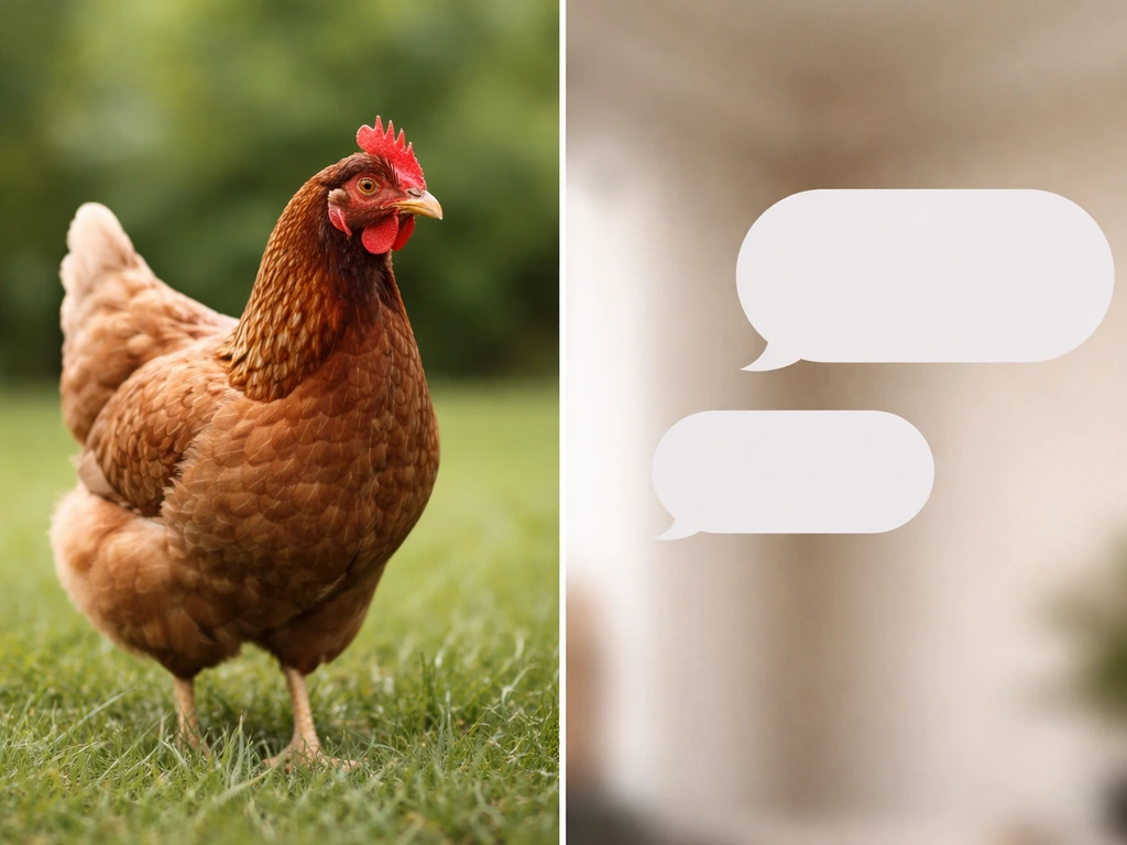 Split view: a female bird on grass versus blank speech bubbles implying slang use for “bird”.