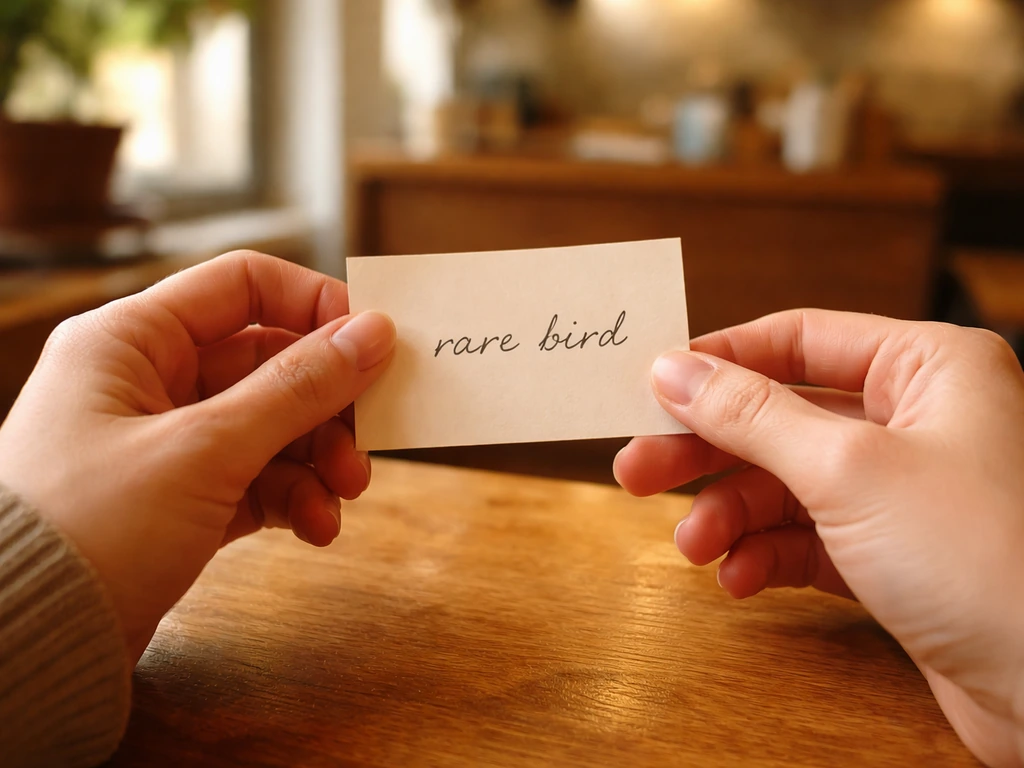 Close-up of hands exchanging a handwritten note labeled only by phrase-like handwriting, in warm everyday setting