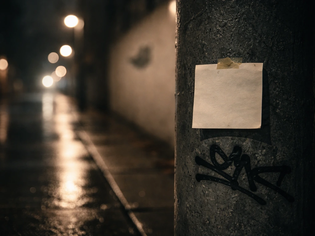 Street-level night scene with an anonymous caution vibe and blurred “bird” slang concept, no readable text.