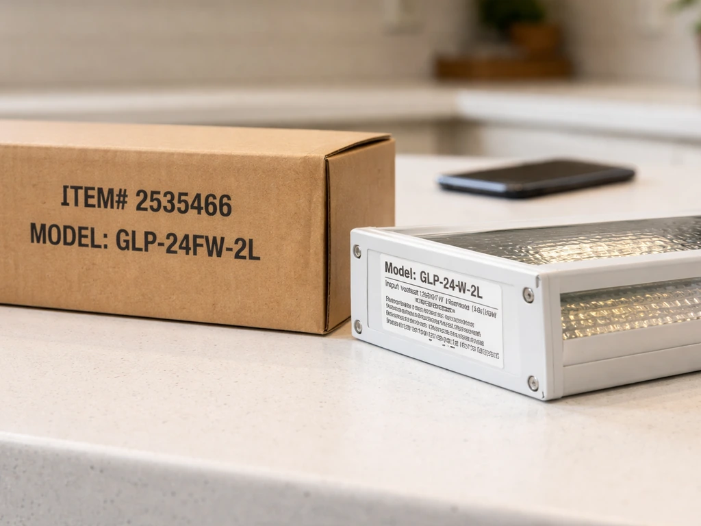 Costco grow light outer box code and fixture label shown side-by-side on a table.