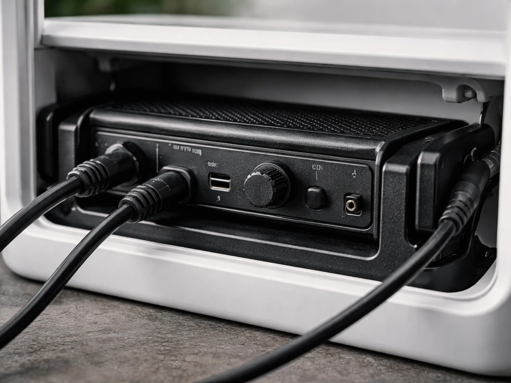 Close-up of PlantSpectrum module in the Mother ecosystem, showing ports, controls area, and sturdy build.