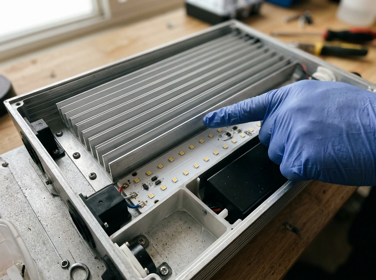 Full grow light driver housing and heat sink sections, showing thermal build quality