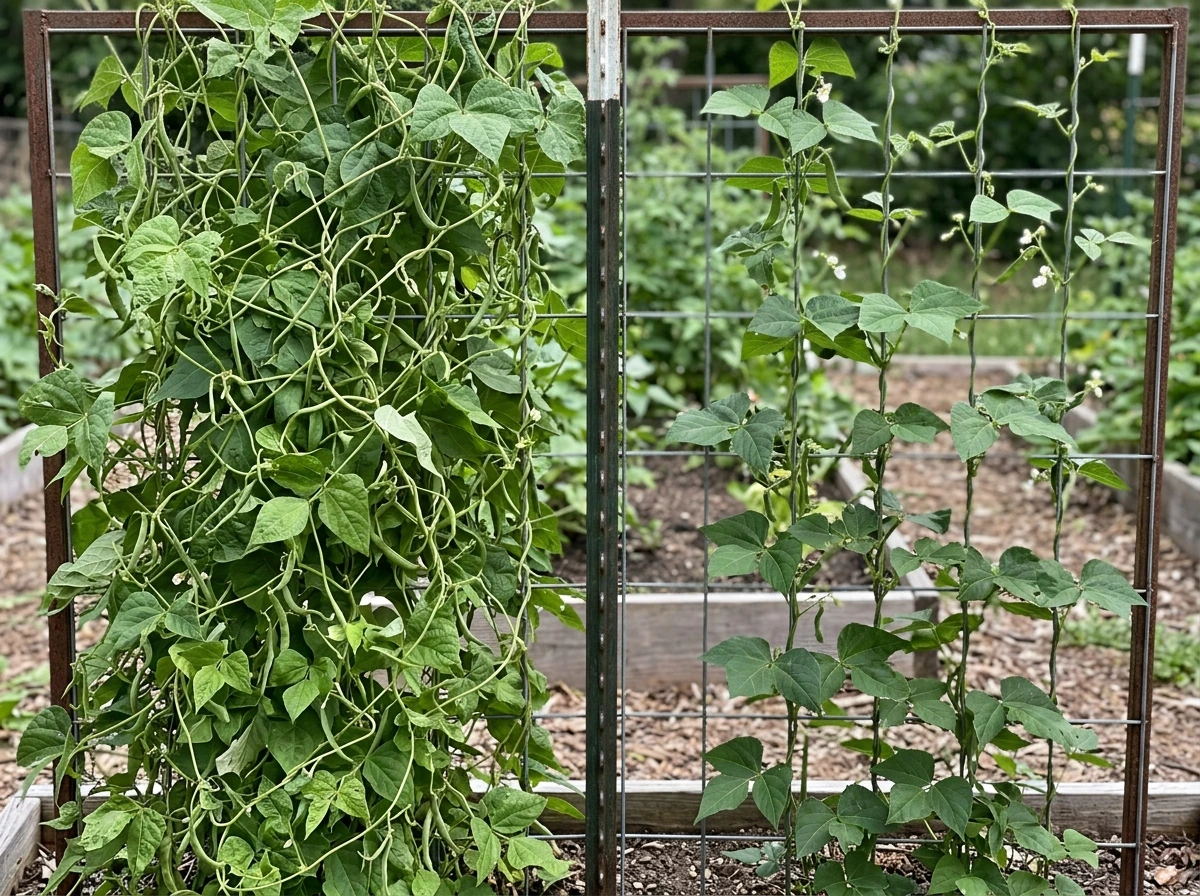 Tangling from overcrowding shown with tangled vines contrasted against untangled spacing.