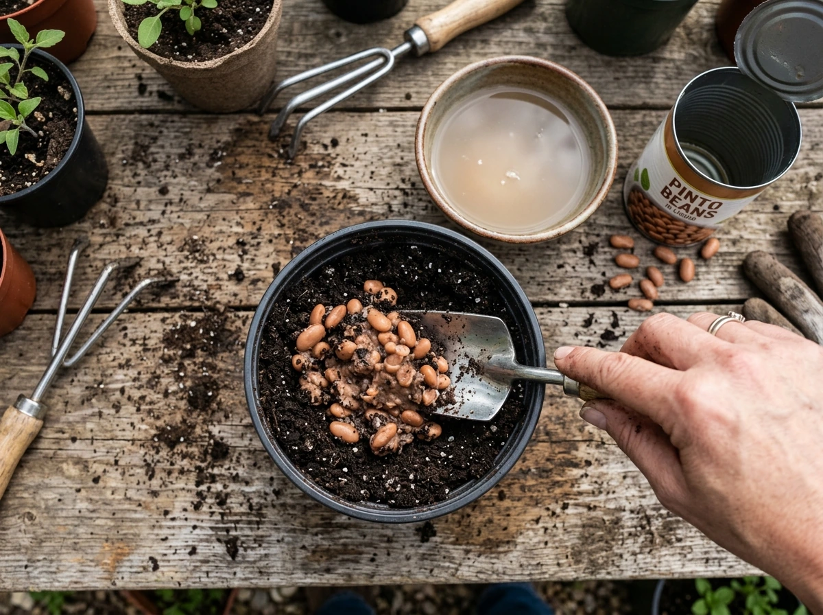 Mashing canned beans and mixing into soil as a direct amendment