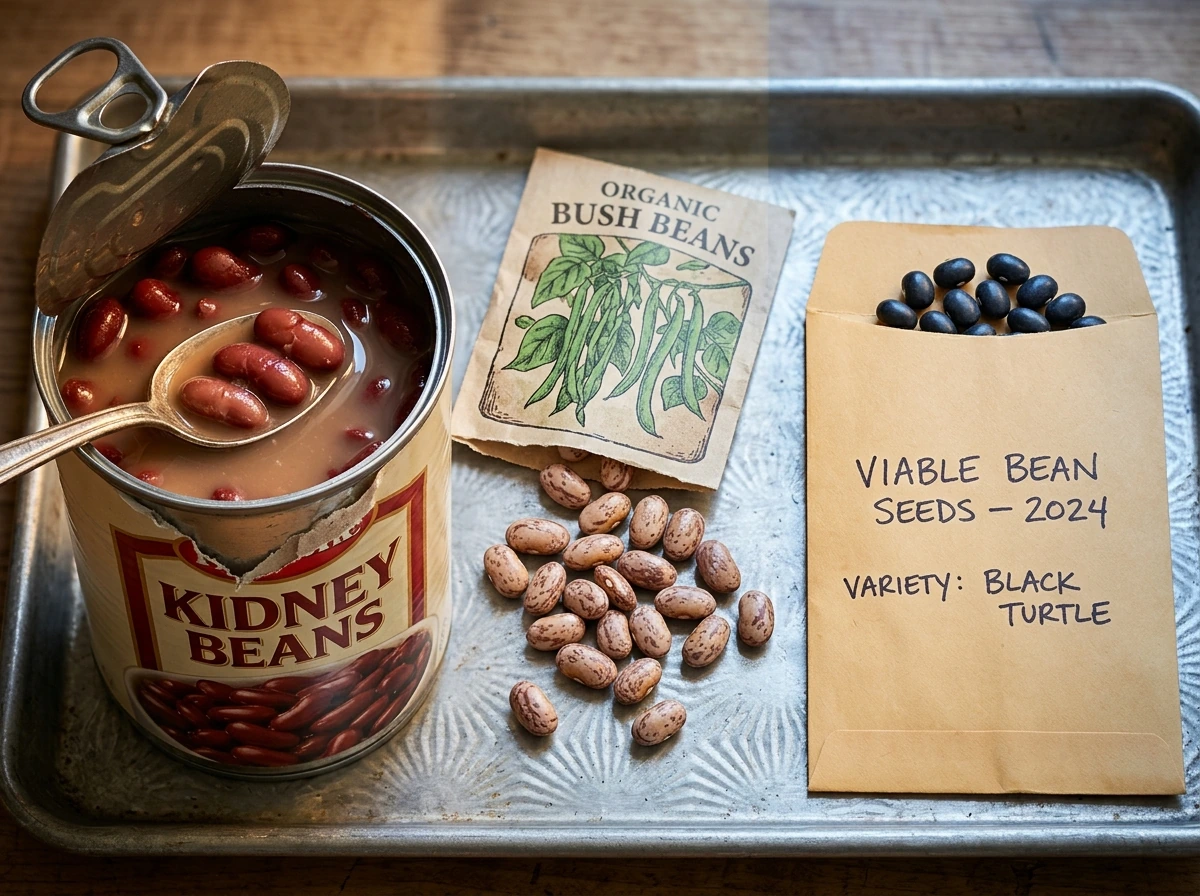 Canned beans, dry beans, and seed-packet beans side-by-side comparison