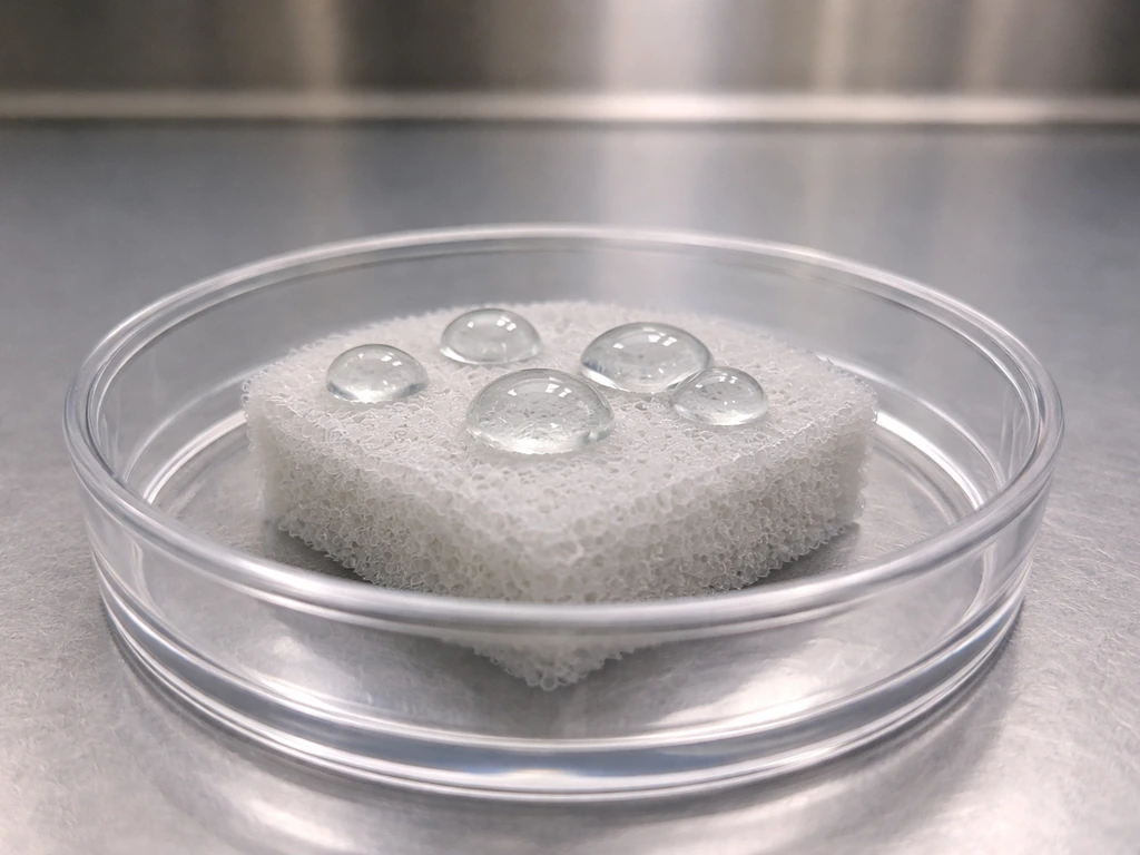 Translucent hydrogel and a porous scaffold inside a sterile hood, ready for seeding to form 3D tissue.