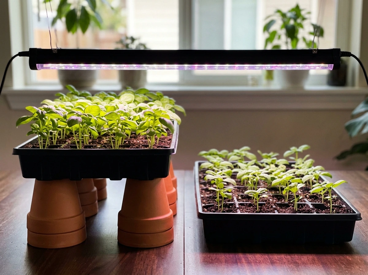 Grow light distance and intensity adjustment example