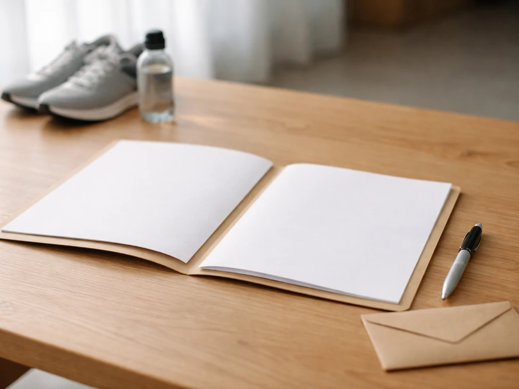 Bureau sobre avec un dossier de documents sportifs et un stylo, évoquant une demande de mutation entre clubs.