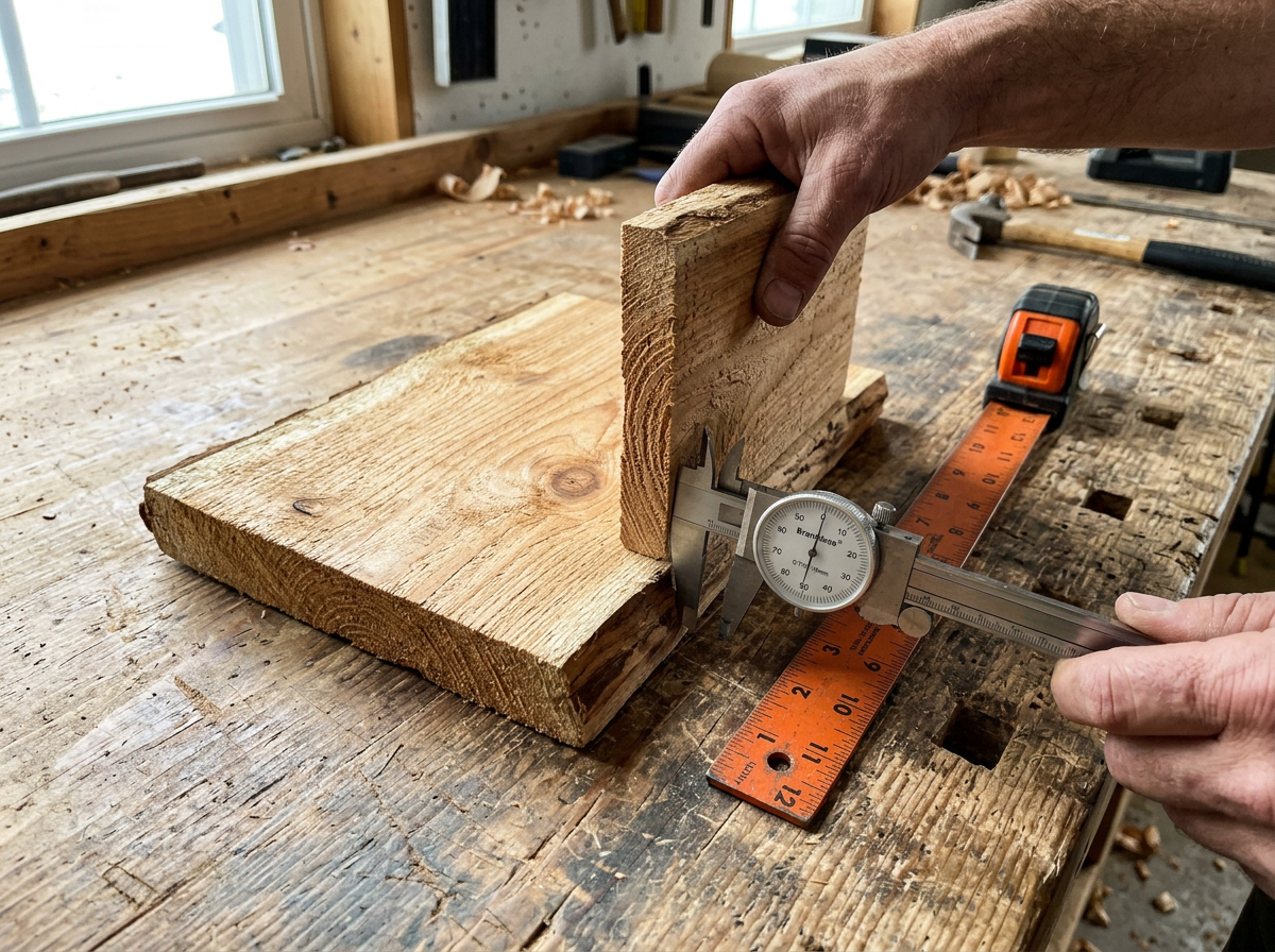 Close-up of untreated natural wood board thickness for a bluebird house