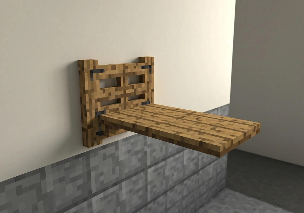 Wall-mounted fence gate perch flush to a stone wall at eye height, extending outward.