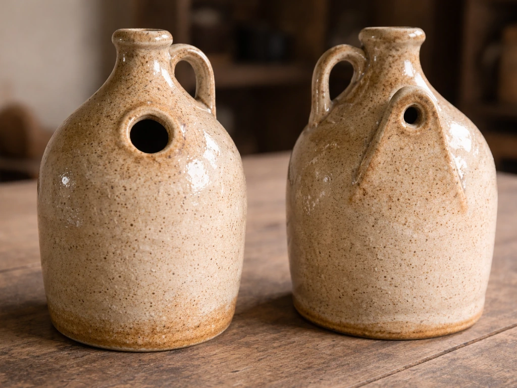 Close-up of a Williamsburg-style ceramic bird bottle with small entry hole and visible back mounting area