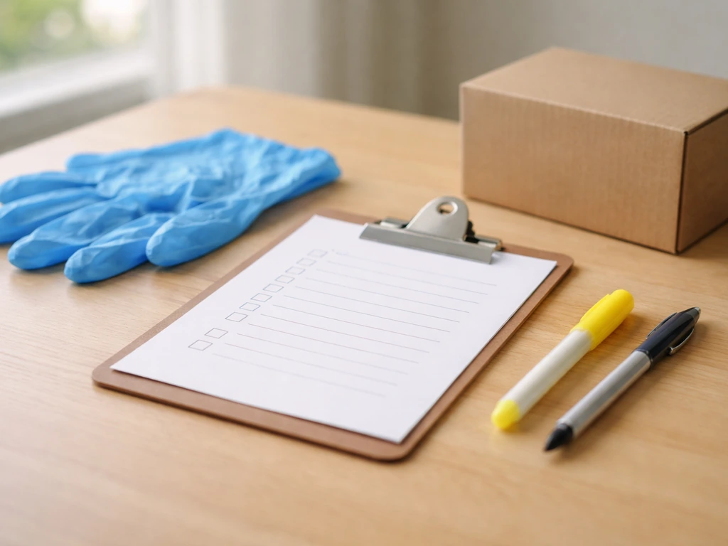 Checklist papers with highlighter and gloves on a desk, suggesting legal and humane bird-handling prep.