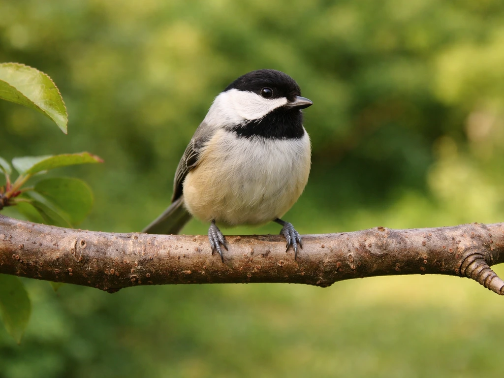 Close-up of natural branches with a small bird perched, showing a safe-fitting branch diameter.
