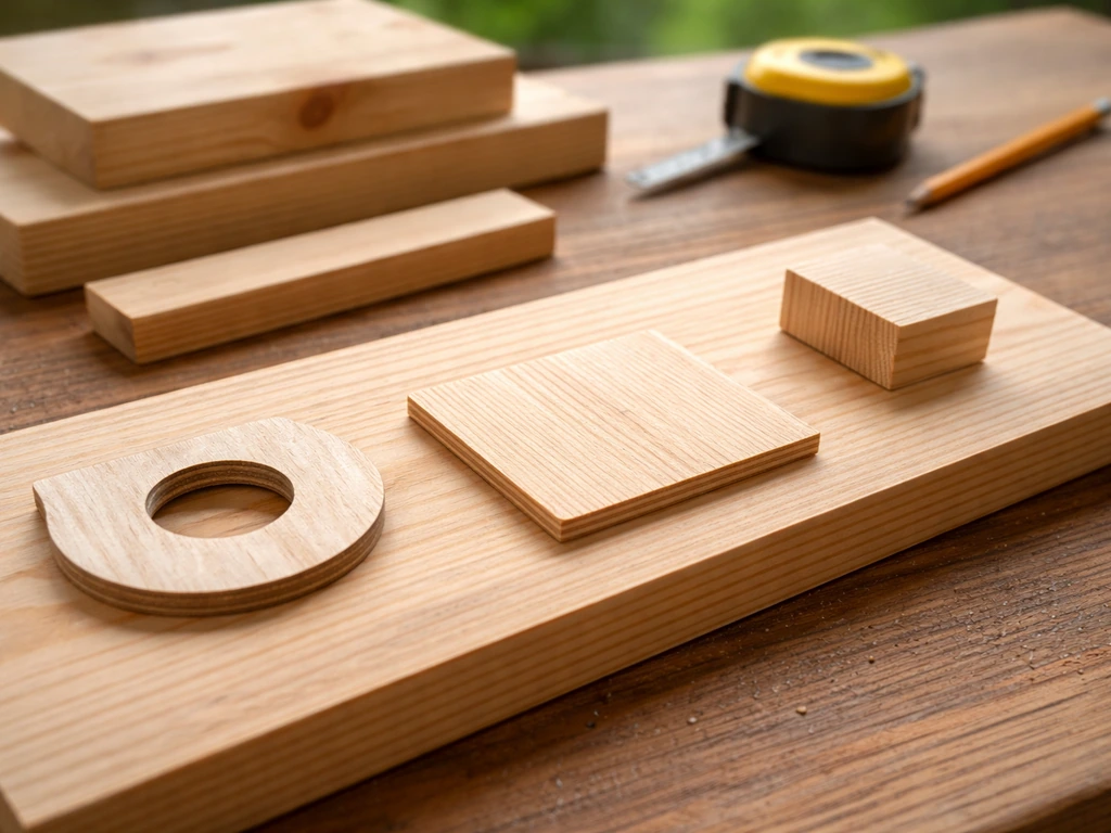 Wood workbench layout with bird box templates showing entrance diameter, floor square, and cavity depth.