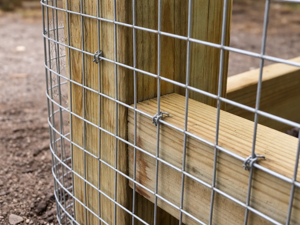 Hot-dip galvanised welded wire mesh panel secured to treated pine framing for an aviary.