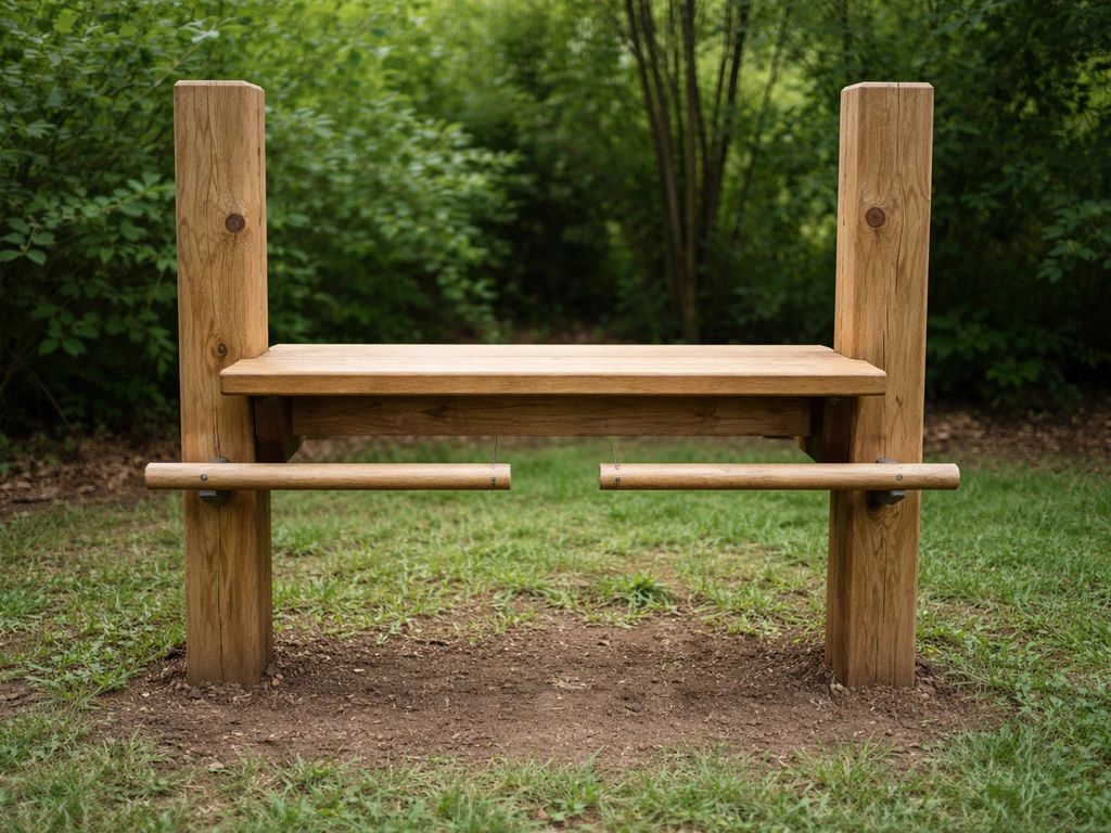 Weatherproof DIY bird bench mounted on posts with two perch bars in a backyard garden