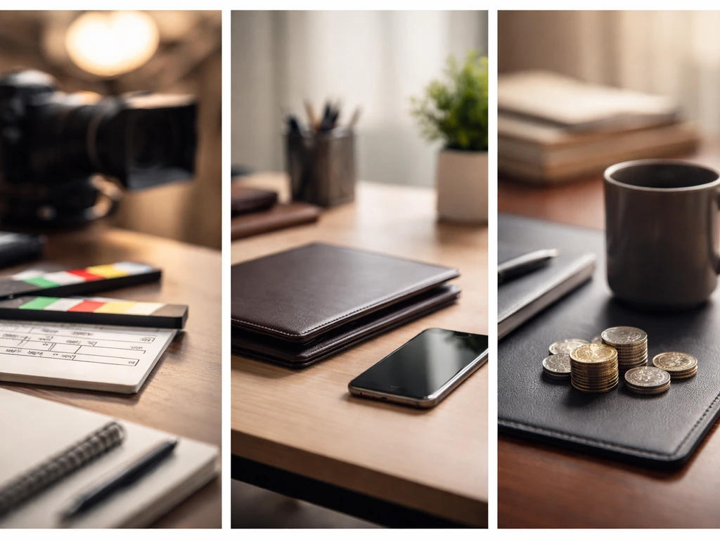 Three-panel photo collage of studio, office, and coins—symbolic “which person” name disambiguation.