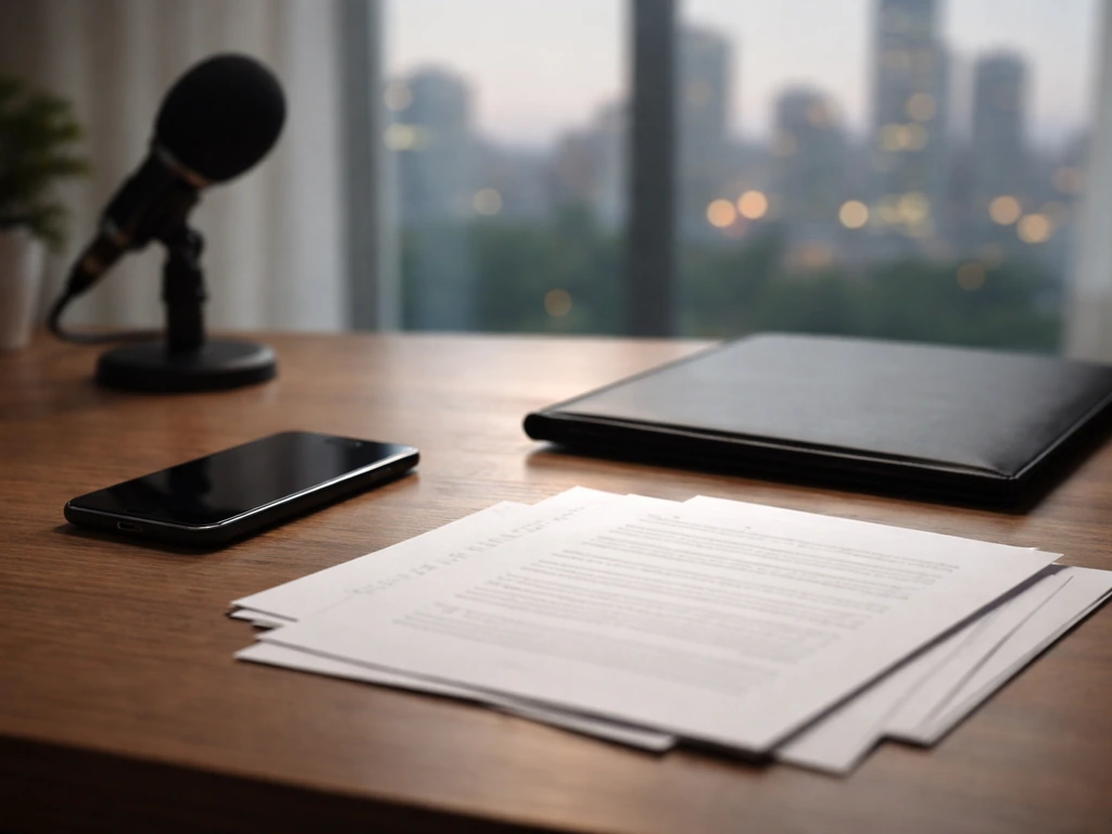 Minimal finance-themed desk scene with a smartphone and documents suggesting checking public records