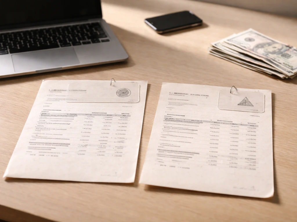 Two financial note pages with blurred dates on a desk, symbolizing different reported net worth figures.