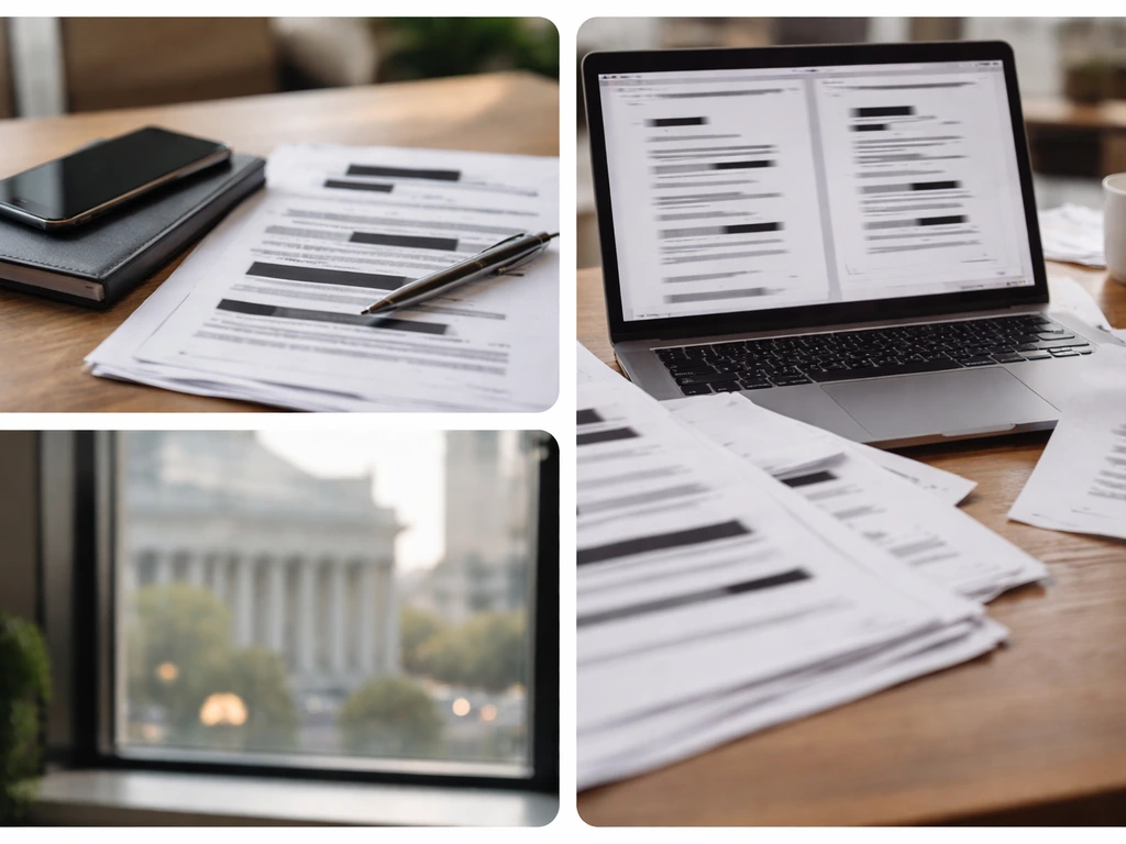 Minimal collage of blurred money documents and an anonymous business desk suggesting unverifiable net-worth claims