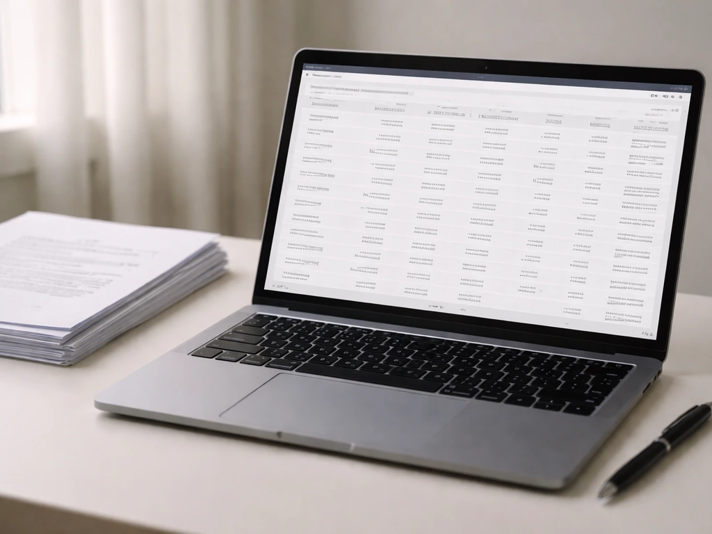 Close-up of a finance-focused laptop showing an insider trading tracker-style page, symbolic SEC filing context