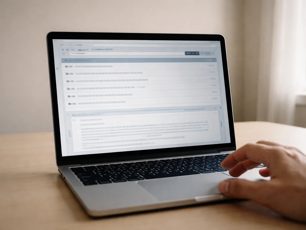 Close-up of an anonymous laptop screen showing an SEC EDGAR-style search and filing viewer sections