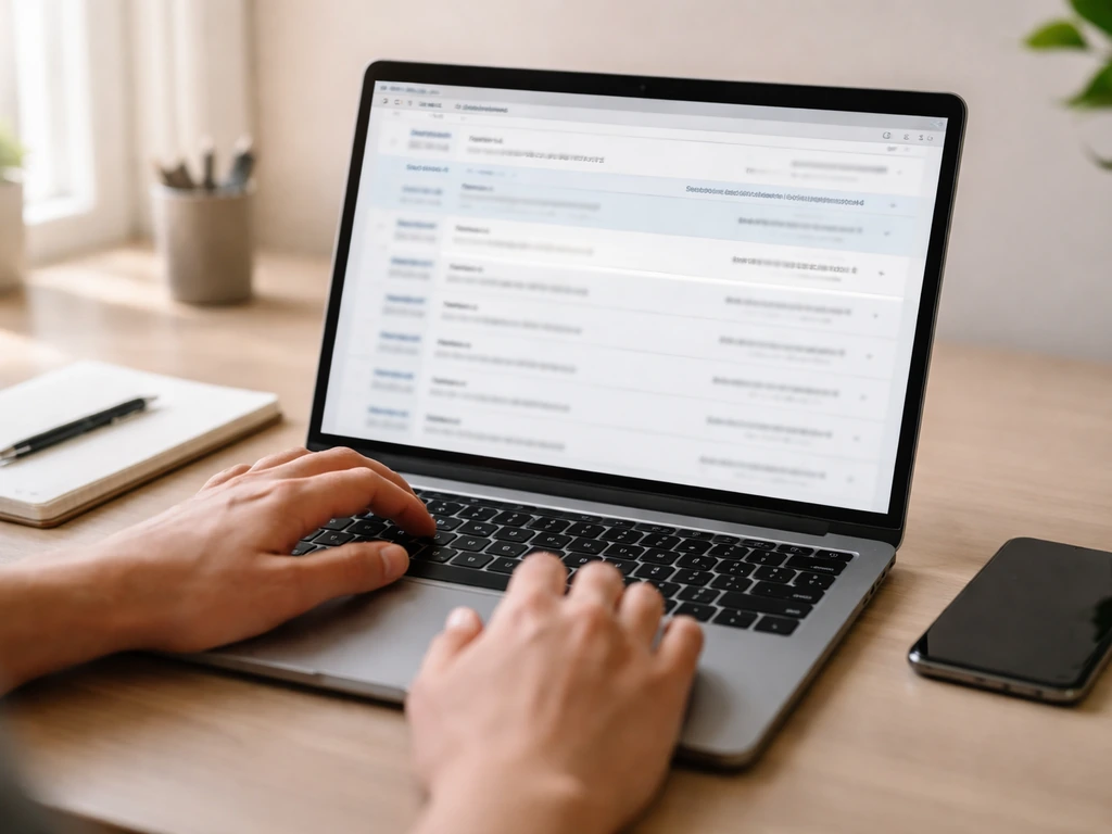 Person at a desk using a laptop to review SEC EDGAR Form 4 filings and update a record date.