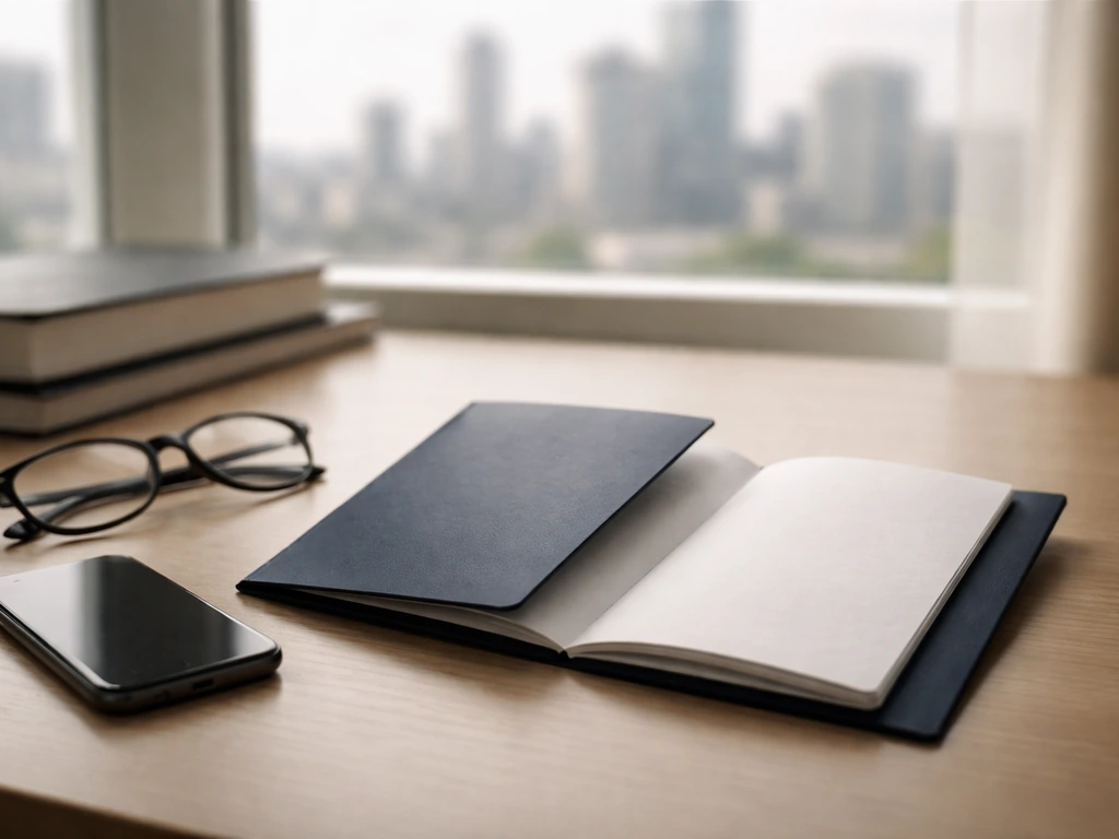 Minimal desk scene with blank documents and a phone, symbolizing identity matching from public records.