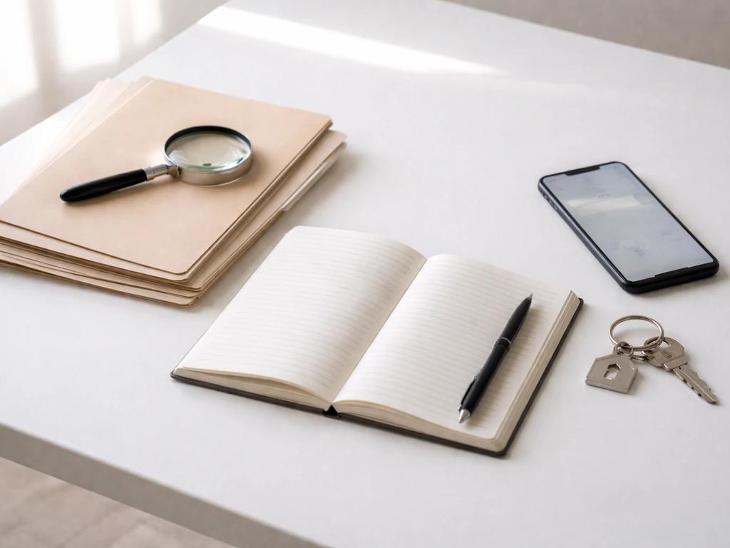 Magnifying glass over an open notebook on a quiet desk, suggesting fact-checking primary sources.
