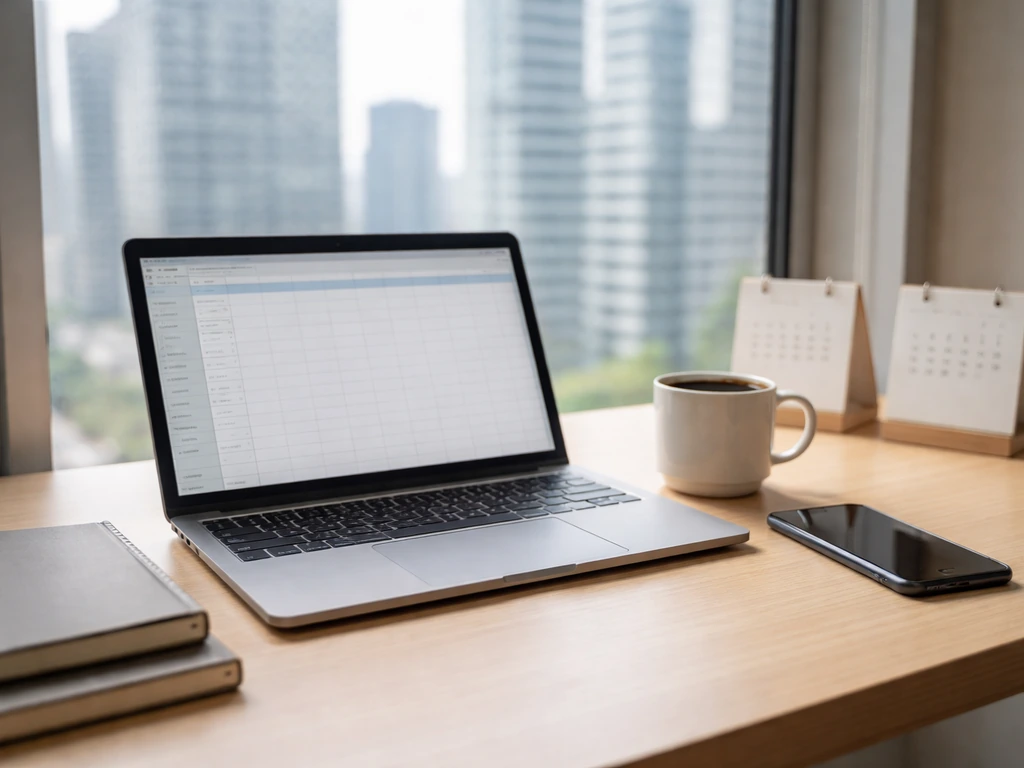 Desk with laptop and calendar cards suggesting financial estimate comparison between sources.