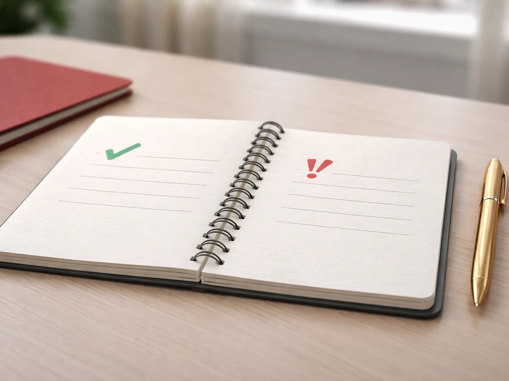 Minimal desk scene with a checked checklist and a red folder representing strong vs weak net worth sources