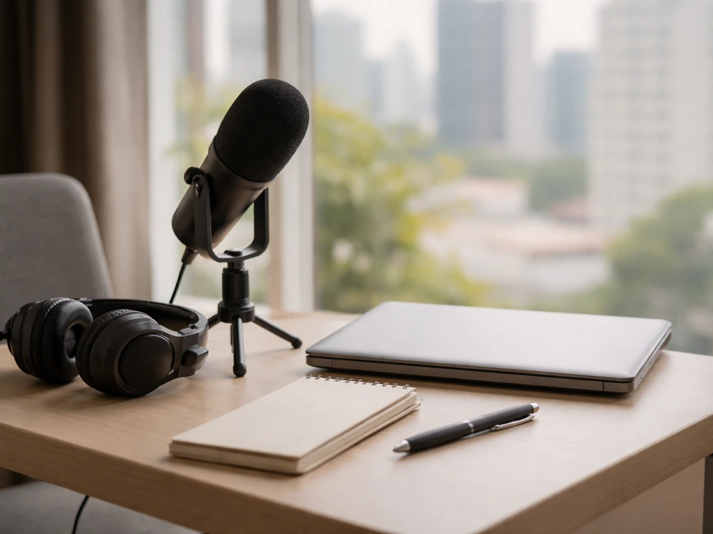 Minimal media-and-finance desk scene symbolizing the Texas Paul online political persona.