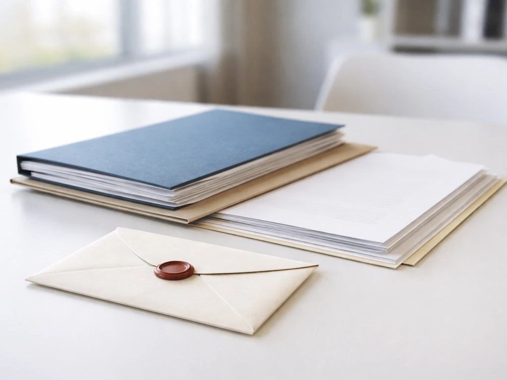 Minimal photo of nonprofit foundation documents and a sealed envelope on a clean desk, symbolizing legal separation