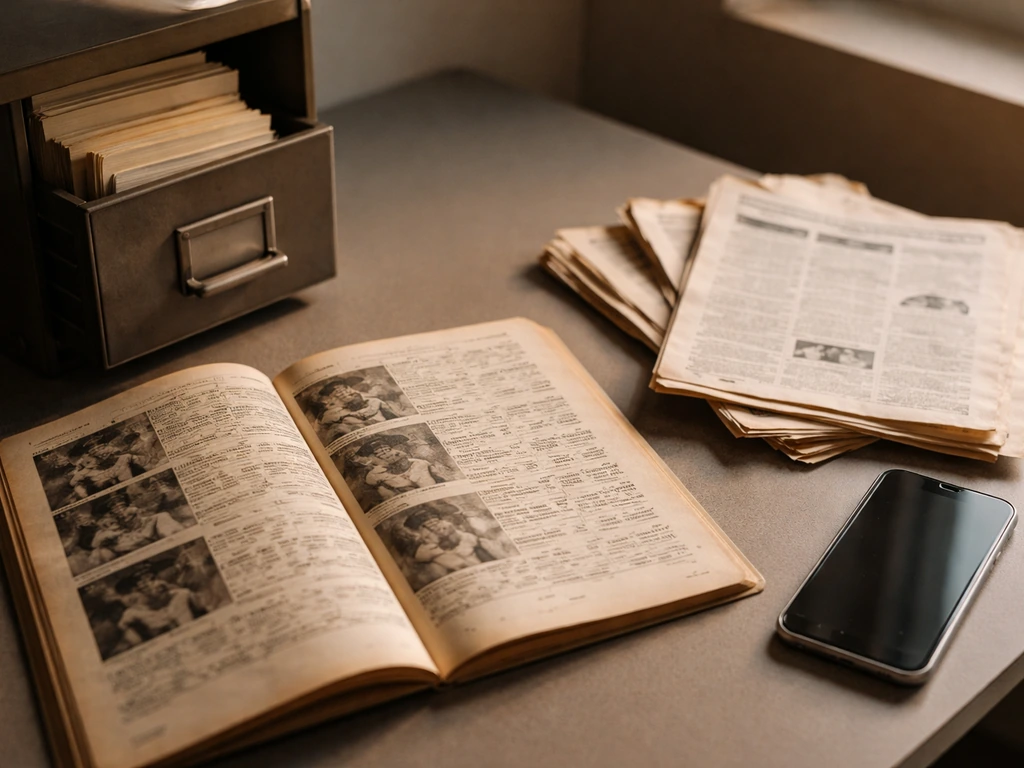 Desk with archival boxing magazine and newspaper clippings used for public fight purse research