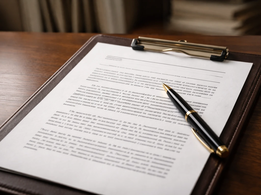 Close-up of a creditor document page beside a clipboard in a law office, symbolizing equipment lien filings.