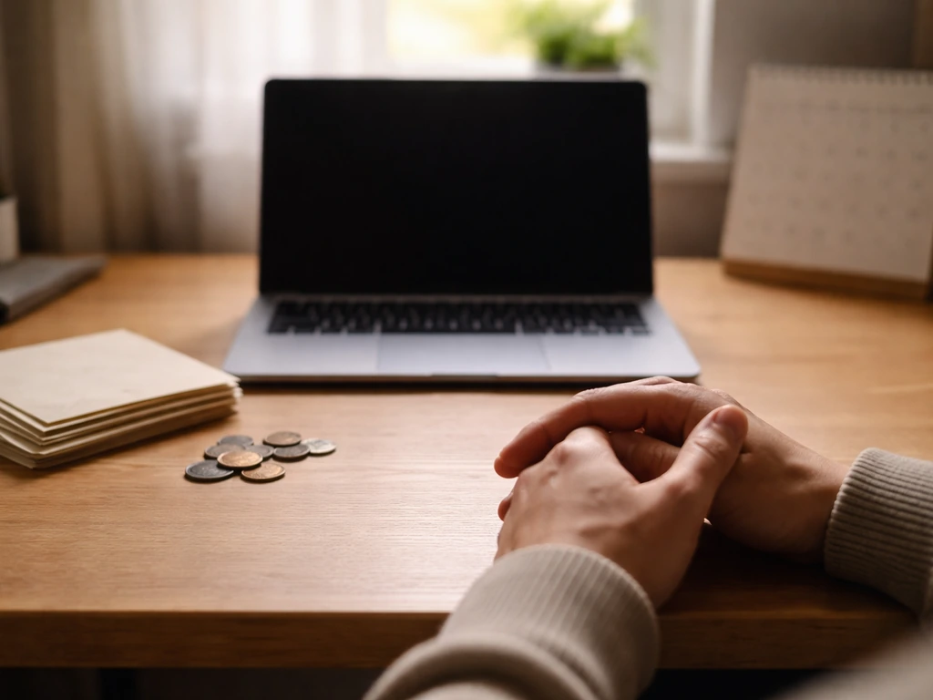 Minimal photo of a businessman’s desk with a laptop and scattered envelopes, suggesting wealth ranges over time.