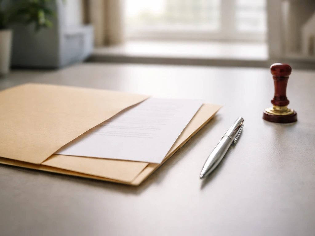 Close-up of paperwork in a folder with a pen on a desk, symbolizing formal business filing and ownership.