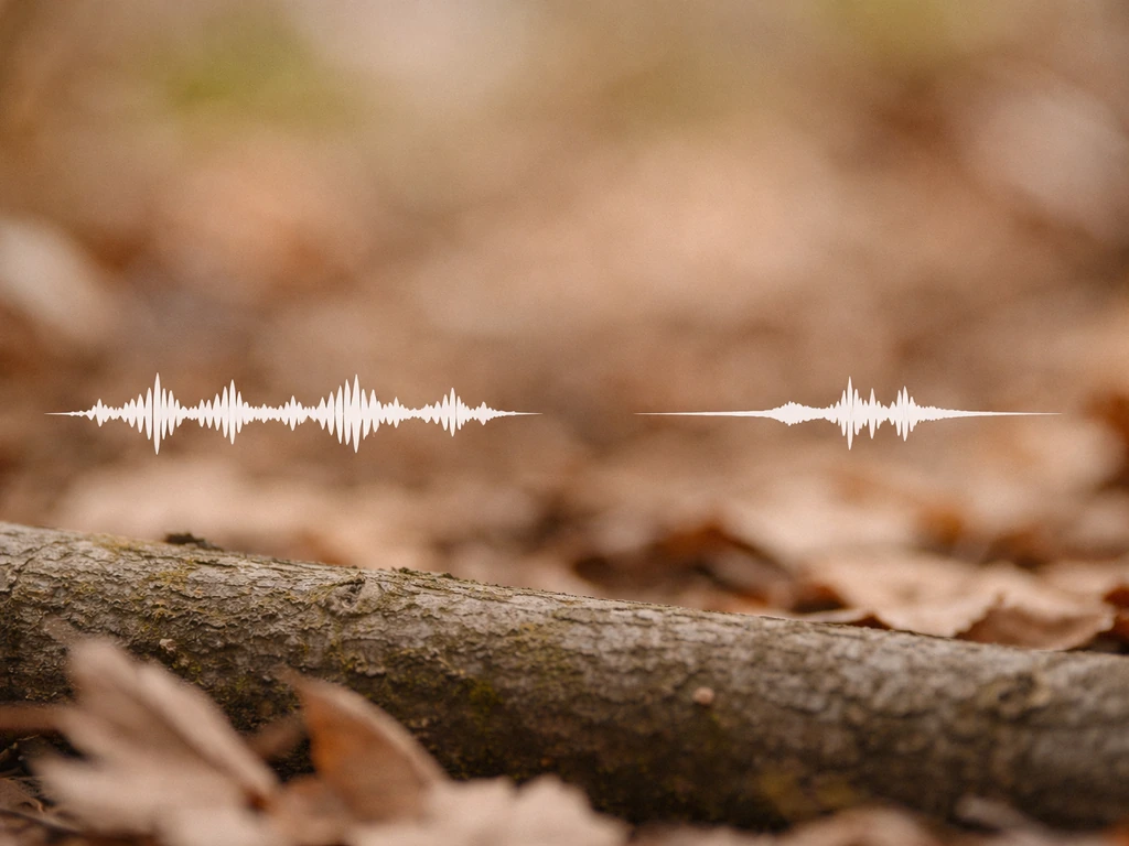 Two simple bird-activity waveforms side by side, suggesting different bird sounds, minimal nature setting.