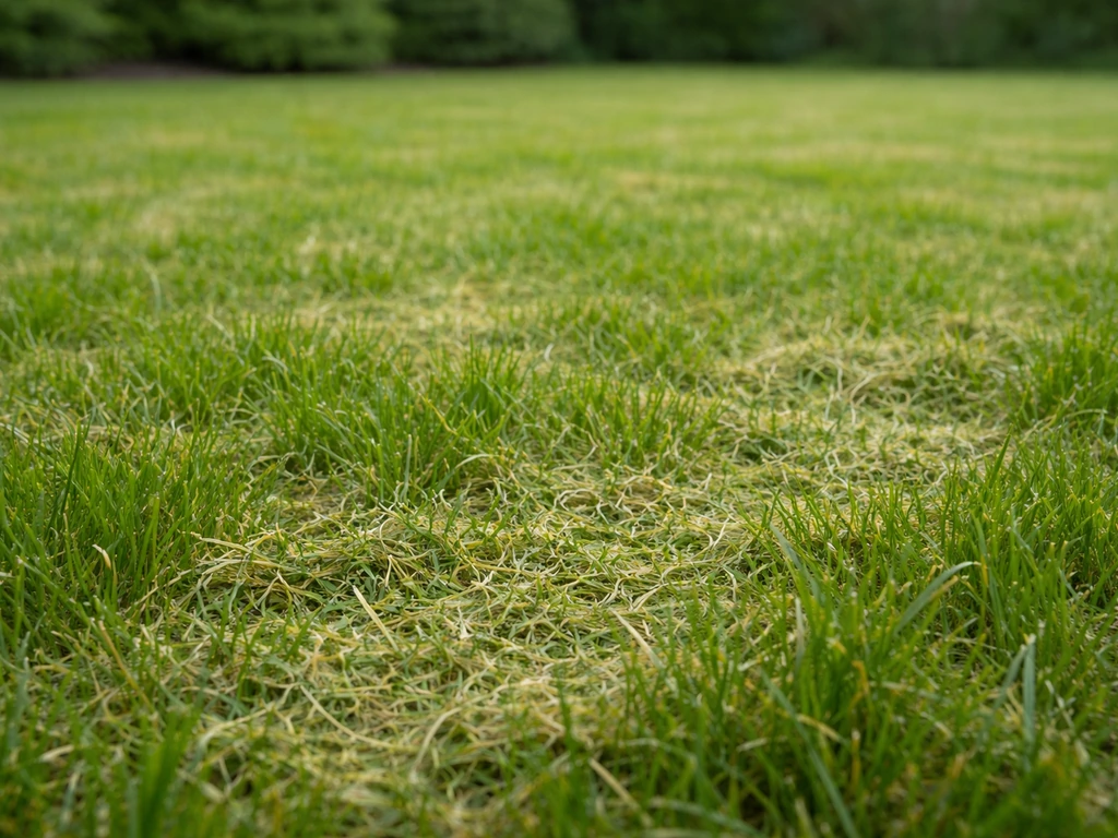 Close-up van een Nederlands gazon met fijn achtergelaten maaisel als natuurlijke mulchlaag.