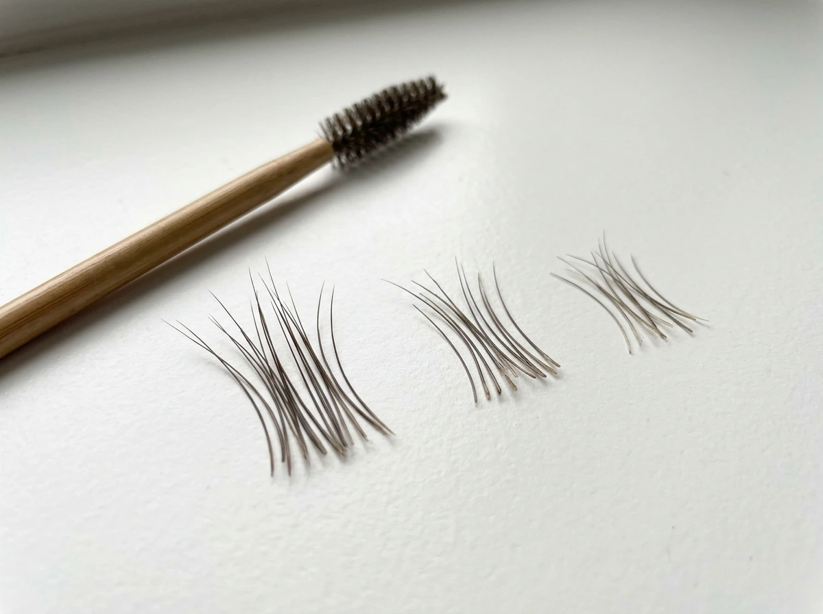 Eyebrow hair-cycle concept shown with close-up separated hairs on a clean white background.