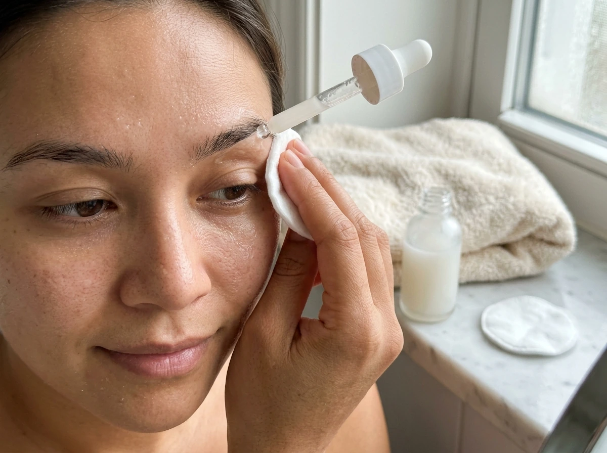 Moisturizer and gentle cleanser for brow area with skin around eyebrows