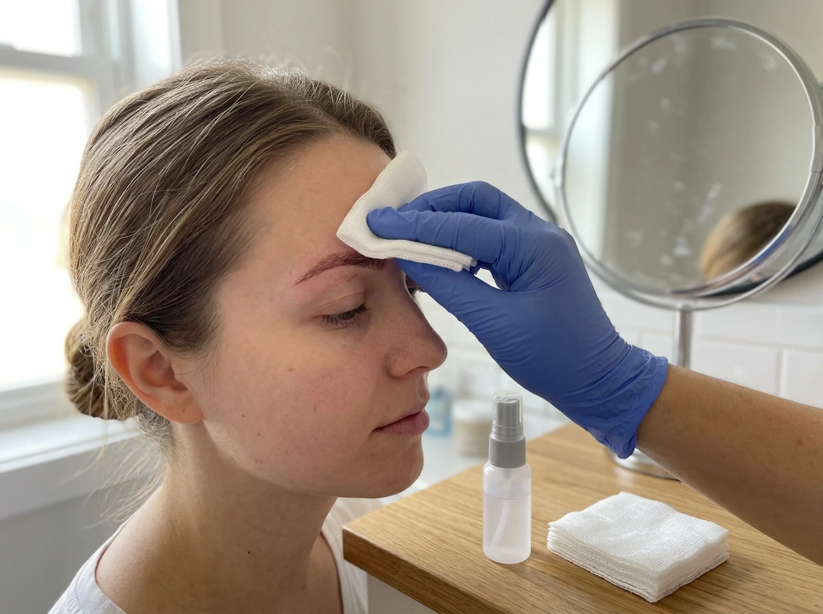 Aftercare dressing and cleaning steps during the first two weeks