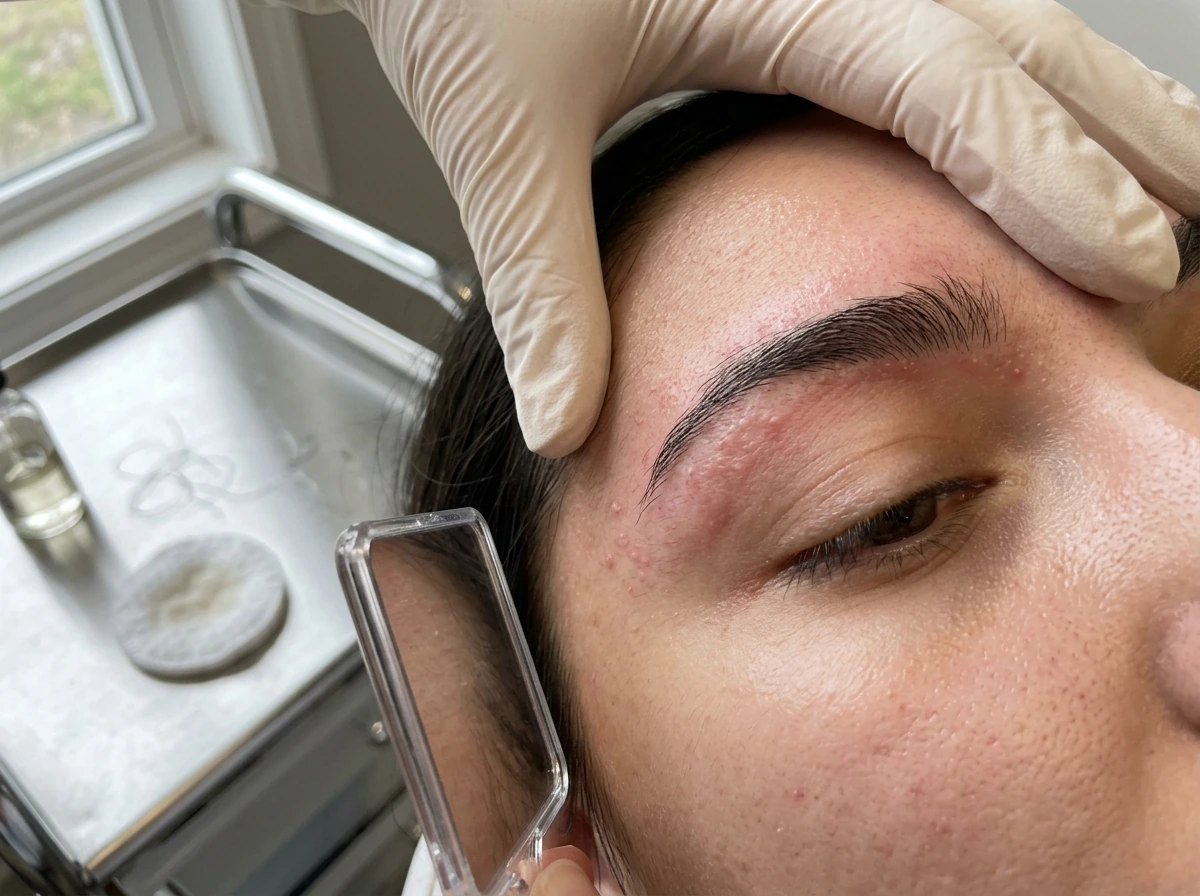 Mild redness and tiny bumps on brows right after threading