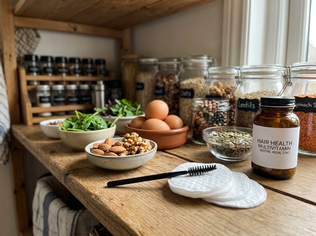 Nutrition ingredients and supplements supporting slower eyebrow regrowth