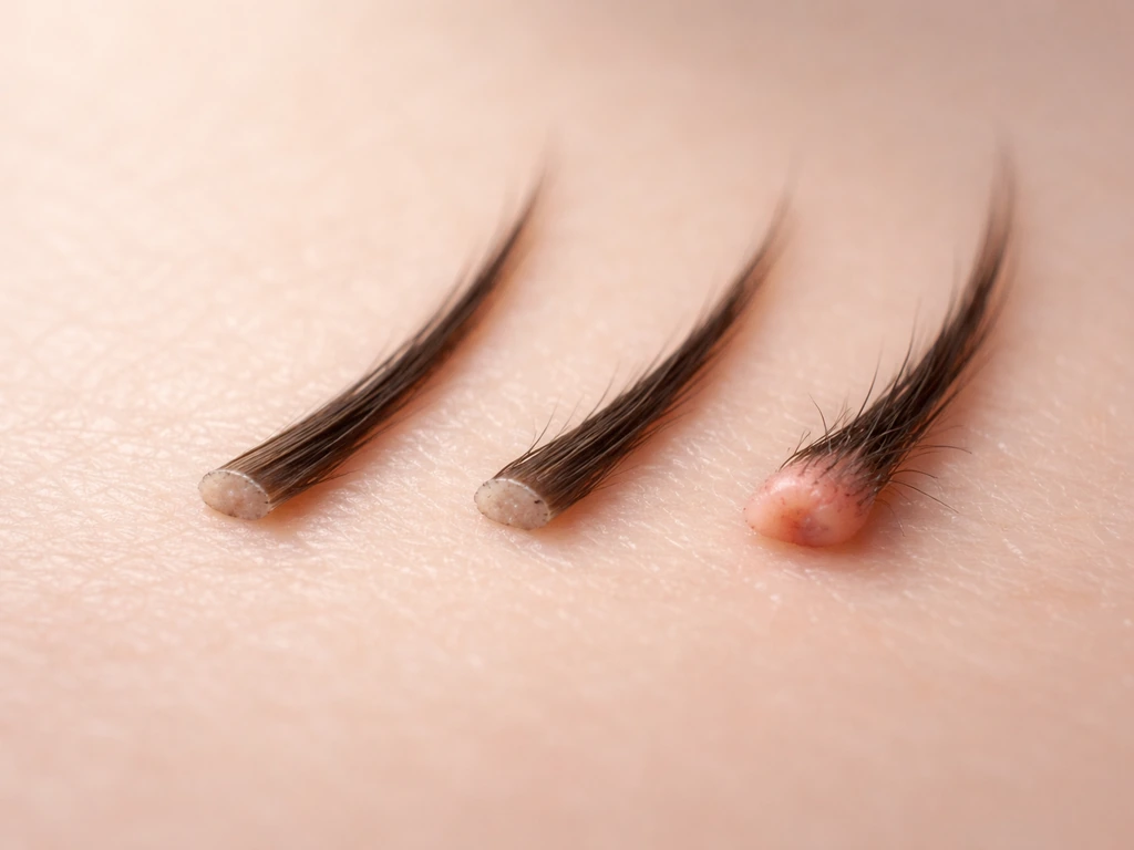 Macro photo showing trimmed vs shaved eyebrow hair with subtle follicle-root differences.