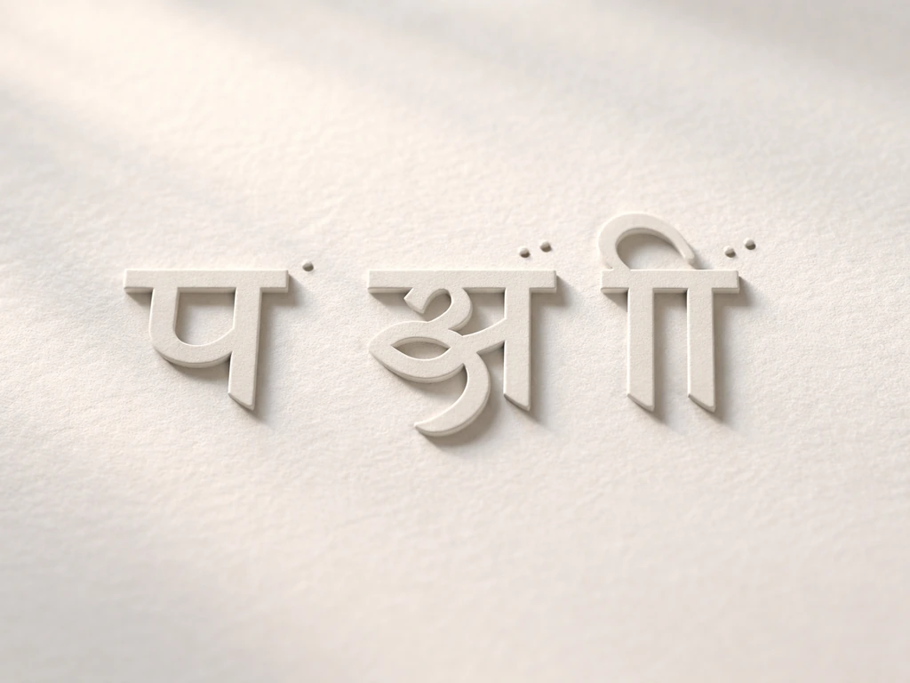Close-up of Devanagari letters spelling पक्षी with small pronunciation markers beside them.