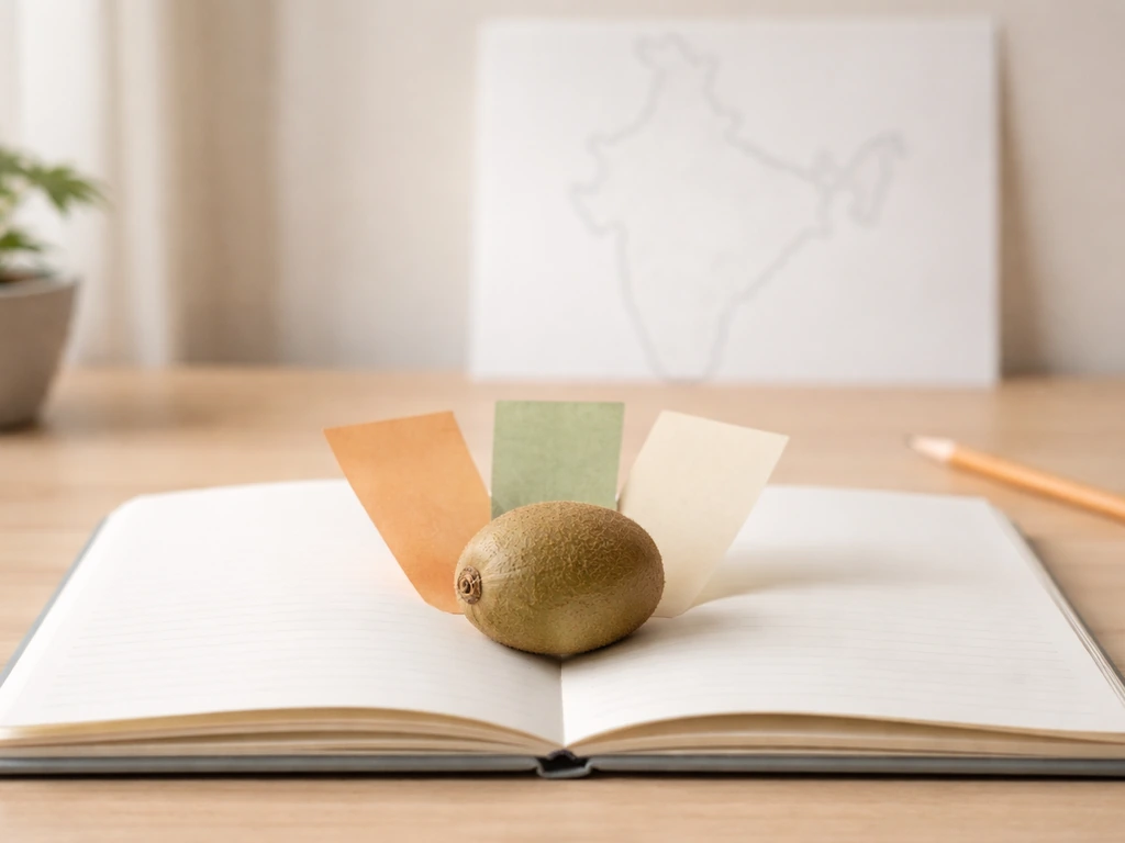 Indian languages comparison visual with a kiwi motif and subtle regional map-like background, no readable text