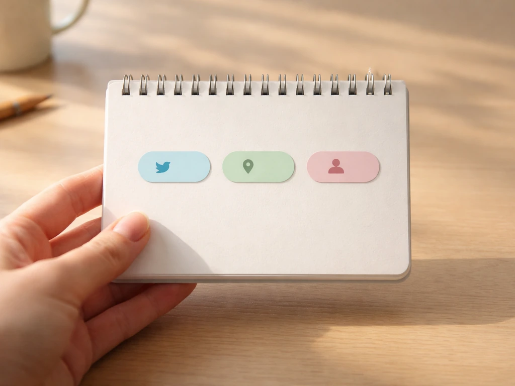 Minimal desk scene with simple checklist chips suggesting Hindi grammar for bird-location sentences